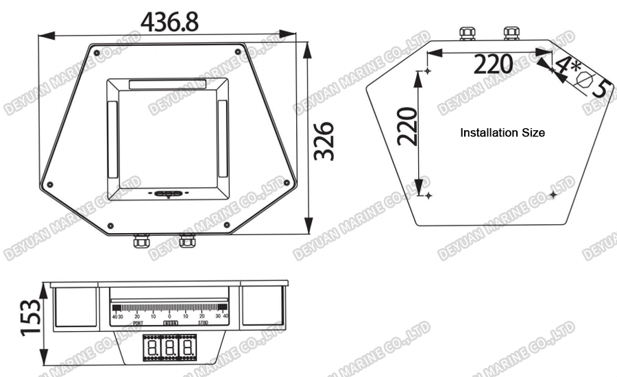 RA-3 Three-sided Rudder Angle Indicator(Single Display)-DEYUAN MARINE2 RA-3 Трехсторонний индикатор угла поворота руля (один дисплей)-DEYUAN MARINE2