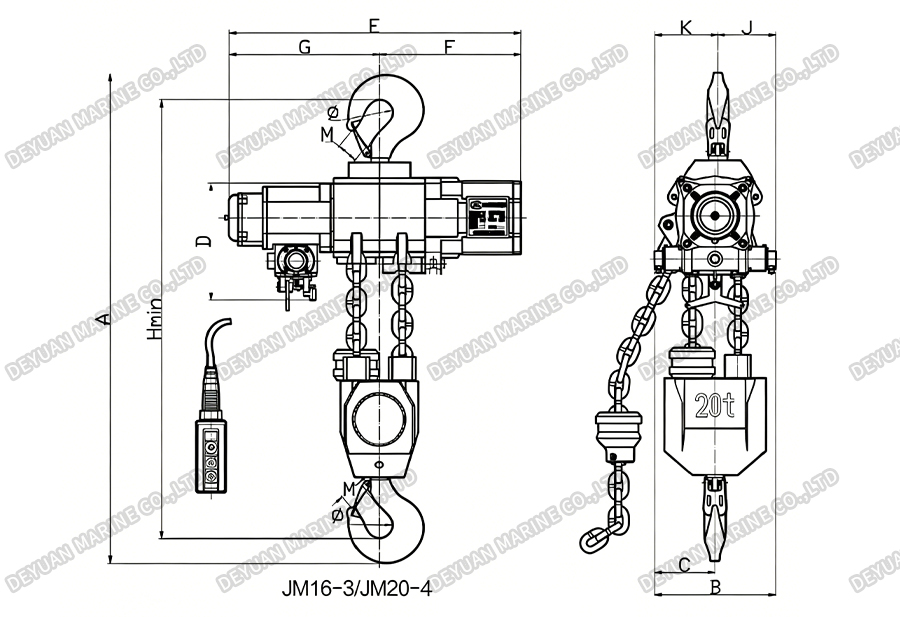 JM Air Hoists Fixed Series(1032t)-DEYUAN MARINE3 Пневматические подъемники JM фиксированной серии (1032 т)-DEYUAN MARINE3