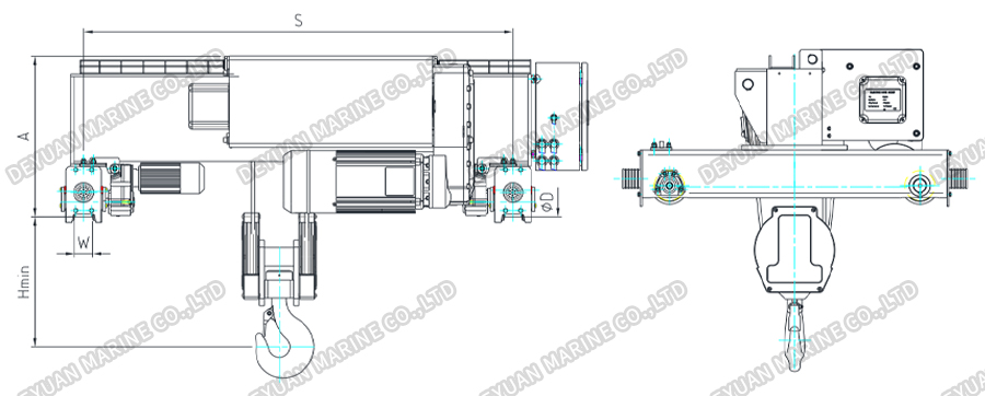 SHA8 Double Rail Hoist (3.2t-100t)-DEYUAN MARINE3 SHA8 Двухрельсовый подъемник (3,2–100 т)-DEYUAN MARINE3