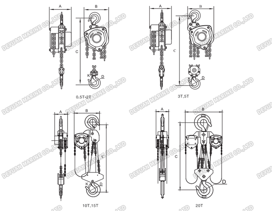 Marine VC-A Hand Chain Hoist -DEYUAN MARINE3 Морской ручной цепной подъемник VC-A -DEYUAN MARINE3