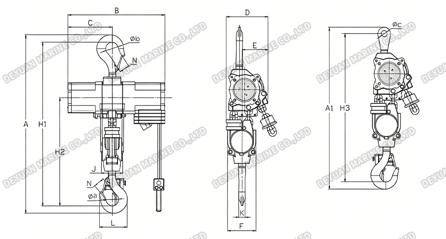 HQ Type Air Hoists-DEYUAN MARINE4 Воздушные подъемники типа HQ-DEYUAN MARINE4