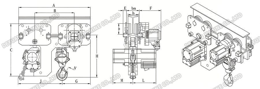 GTL Low Headroom Series Air Hoists-DEYUAN MARINE2 Пневматические подъемники серии GTL с низкой высотой подъема-DEYUAN MARINE2