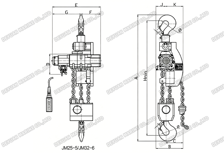 JM Air Hoists Fixed Series(1032t)-DEYUAN MARINE4 Пневматические подъемники JM фиксированной серии (1032 т)-DEYUAN MARINE4
