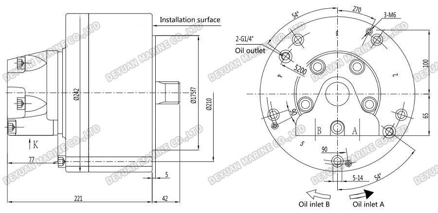 XHGS Low Speed High Torque Hydraulic Motor-DEYUAN MARINE 3 Низкоскоростной гидравлический двигатель с высоким крутящим моментом XHGS-DEYUAN MARINE 3