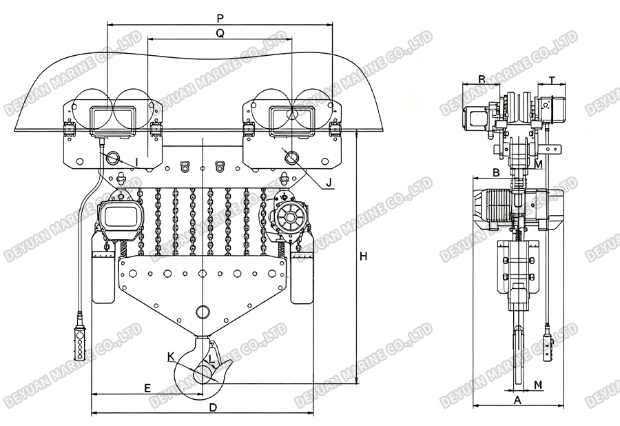 25t Electric Trolley Type Chain Hoist -DEYUAN MARINE2 Электрическая цепная таль тележки 25 т - DEYUAN MARINE2