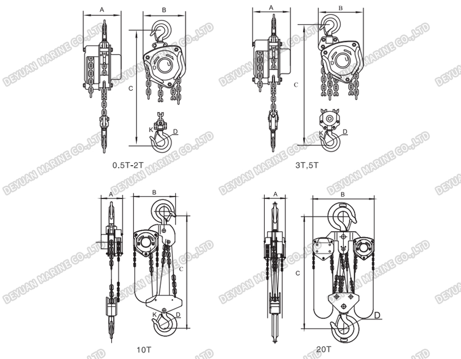 Marine VC-B Hand Chain Hoist -DEYUAN MARINE3 Морской ручной цепной подъемник VC-B -DEYUAN MARINE3