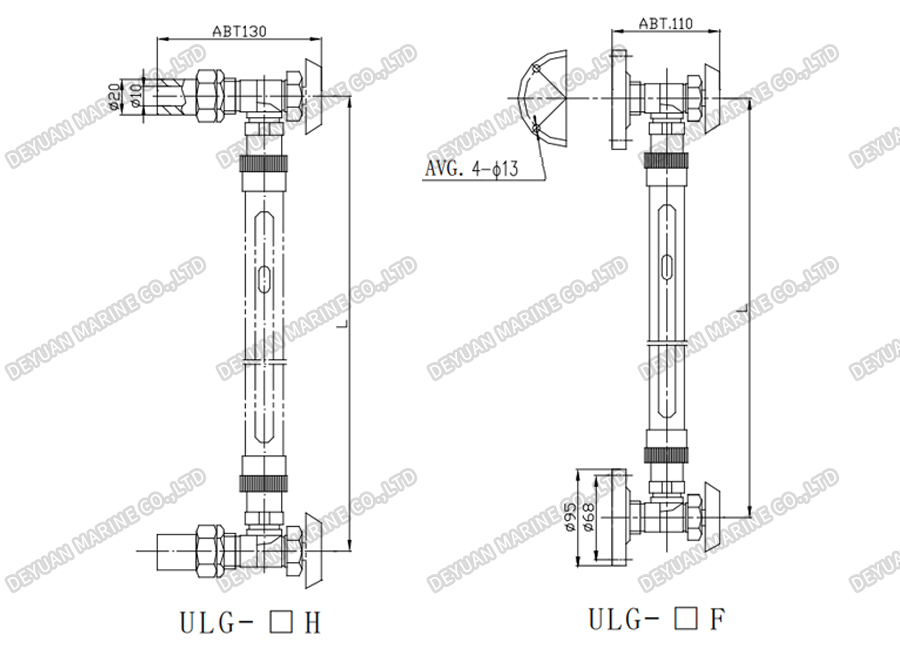 ULG Tubular Type Glass Level Gauge-DEYUAN MARINE3 Стеклянный уровнемер трубчатого типа ULG-DEYUAN MARINE3