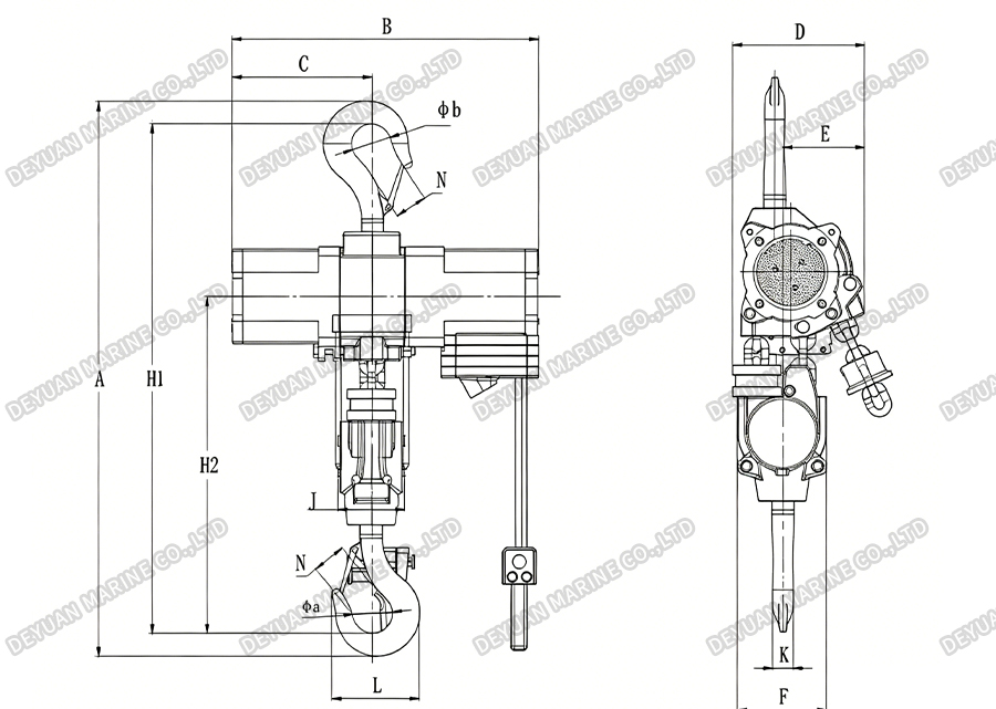 HQ Type Air Hoists-DEYUAN MARINE5 Воздушные подъемники типа HQ-DEYUAN MARINE5