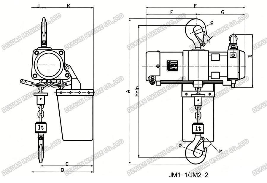 JM Air Hoists Fixed Series(13t)-DEYUAN MARINE3 Пневматические подъемники JM фиксированной серии (13 т)-DEYUAN MARINE3