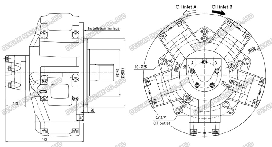 Crankshaft Connecting Rod Type High-Torque Hydraulic Motor -DEYUAN MARINE 7 Гидравлический двигатель с высоким крутящим моментом, шатун коленчатого вала - DEYUAN MARINE 7