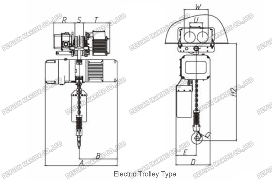 250Kg-10Ton Enhanced Electric Chain Hoist-DEYUAN MARINE3 Усовершенствованная электрическая цепная таль 250 кг-10 тонн-DEYUAN MARINE3