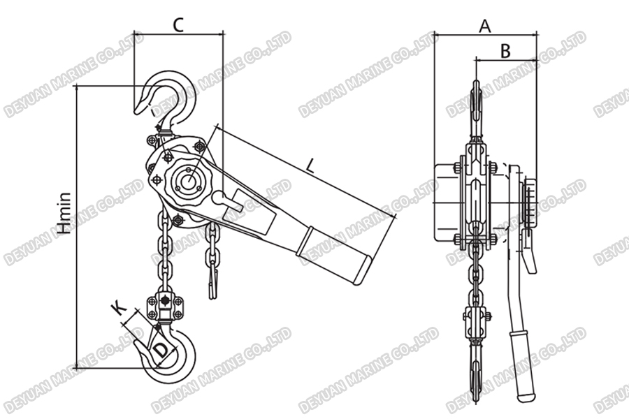 VA Manual Lever Hoist-DEYUAN MARINE3 Ручной рычажный подъемник VA-DEYUAN MARINE3