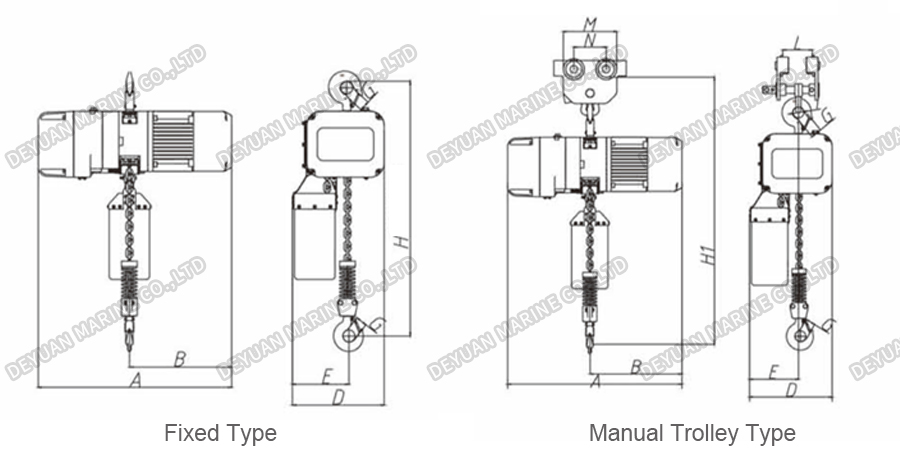 250Kg-10Ton Enhanced Electric Chain Hoist-DEYUAN MARINE2 Усовершенствованная электрическая цепная таль 250 кг-10 тонн-DEYUAN MARINE2