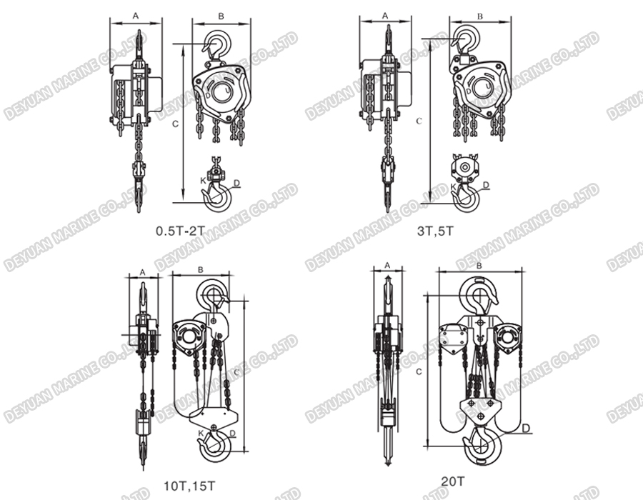 Marine HS-C Hand Chain Hoist -DEYUAN MARINE2 Морской ручной цепной подъемник HS-C - DEYUAN MARINE2