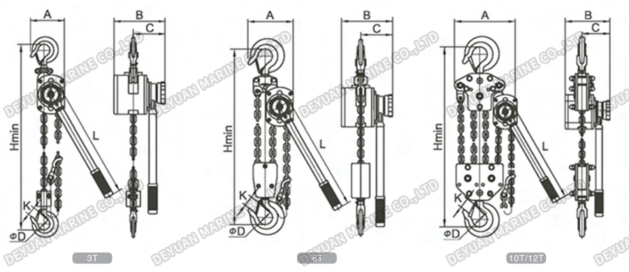 Aluminum Alloy Manual Lever Hoist-DEYUAN MARINE2 Ручной рычажный подъемник из алюминиевого сплава-DEYUAN MARINE2