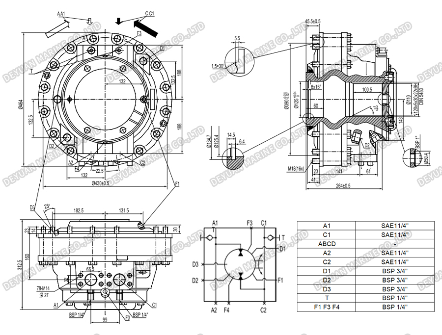 XHCA Hydraulic Motor -DEYUAN MARINE 2 Гидравлический двигатель XHCA-DEYUAN MARINE 2