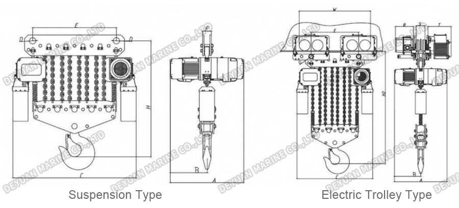 15Ton-50Ton E Series Electric Chain Hoist-DEYUAN MARINE2 Электрическая цепная таль серии E 15–50 тонн-DEYUAN MARINE2