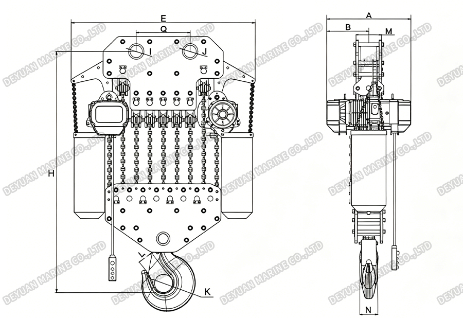 35t Fixed Type Electric Chain Hoist-DEYUAN MARINE2 Электрическая цепная таль фиксированного типа 35 т-DEYUAN MARINE2