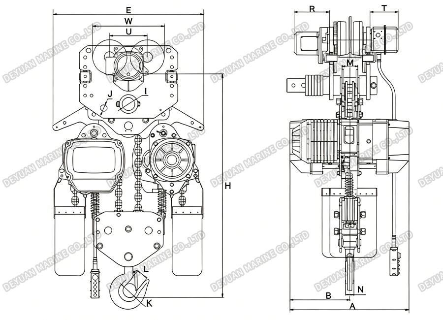 10t Electric Trolley Type Chain Hoist -DEYUAN MARINE2 Электрическая цепная таль тележки 10 т - DEYUAN MARINE2