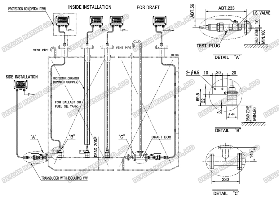 Pressure Type Level Gauging Device-DEYUAN MARINE2. Устройство измерения уровня давления-DEYUAN MARINE2.