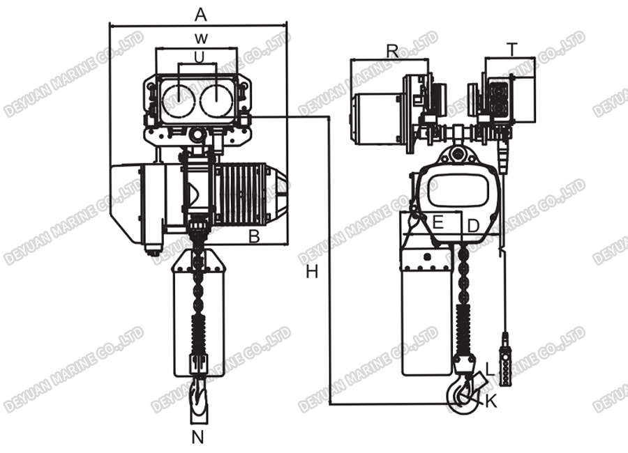 0.5T-25T Electric Chain Hoist-DEYUAN MARINE3. Электрическая цепная таль 0,5–25 т-DEYUAN MARINE3.