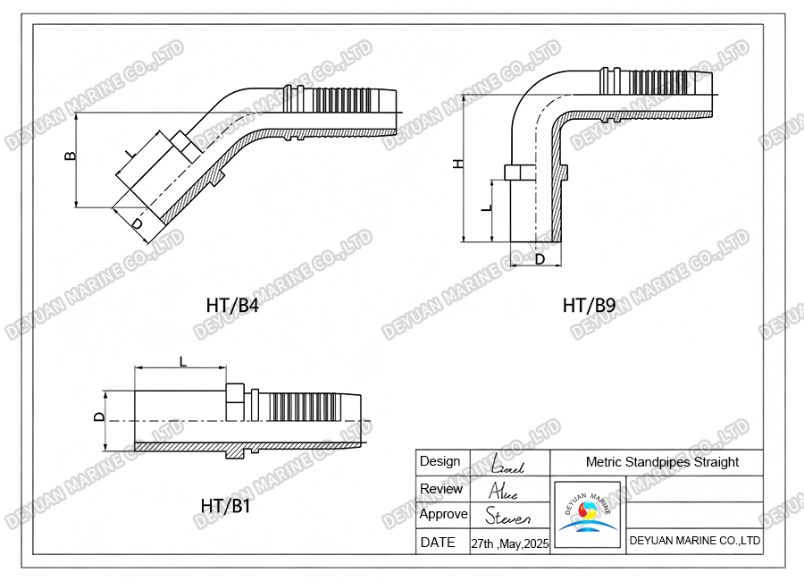 HT-B Metric Standpipes Straight-DEYUAN MARINE 5 Метрические стояки HT-B, прямые-DEYUAN MARINE 5
