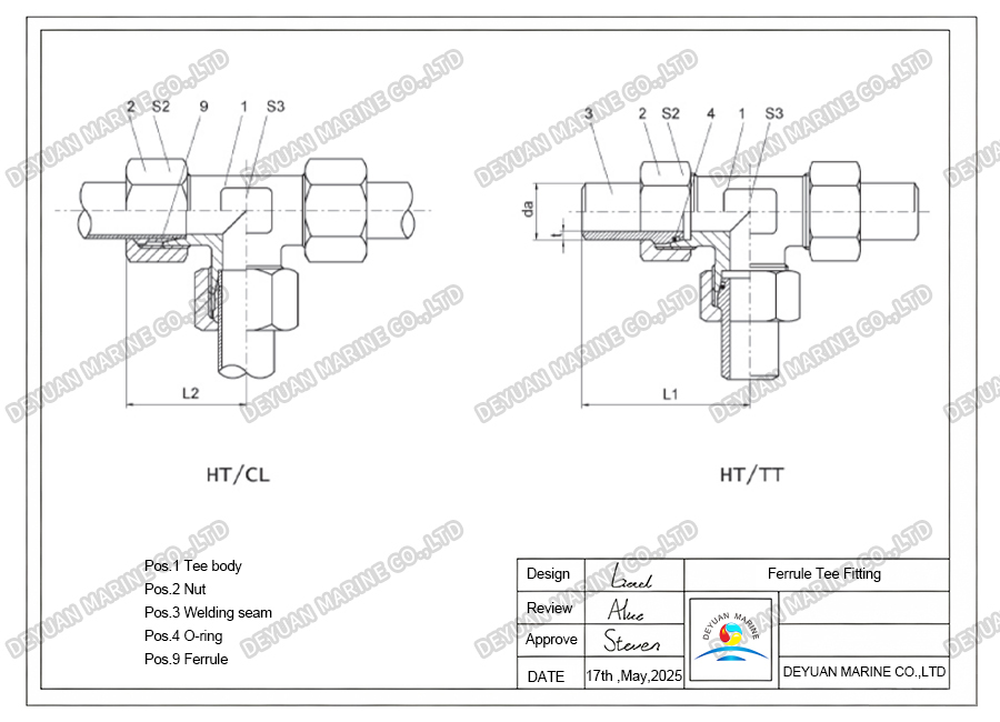 Ferrule Tee Fitting-DEYUAN MARINE4 Тройник с наконечником-DEYUAN MARINE4