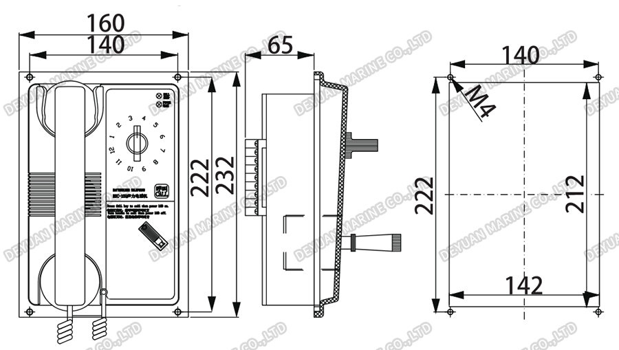 Flush Type Batteryless Telephone-DEYUAN MARINE4. Безбатарейный телефон скрытого типа-DEYUAN MARINE4.