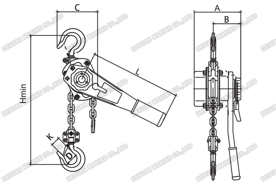 VL Manual Lever Hoist-DEYUAN MARINE3 Ручной рычажный подъемник VL-DEYUAN MARINE3