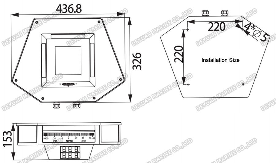 RA-3 Three-sided Rudder Angle Indicator(Dual Display)-DEYUAN MARINE2 RA-3 Трехсторонний индикатор угла поворота руля (двойной дисплей)-DEYUAN MARINE2