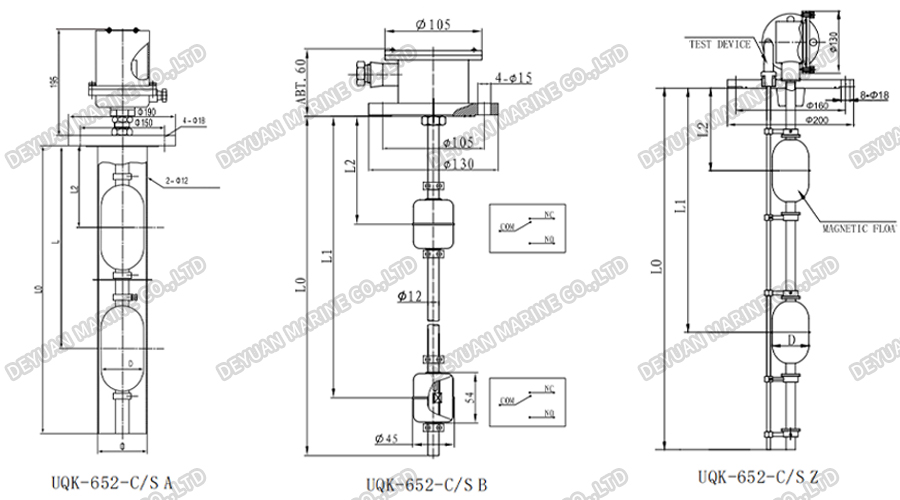 UQK-652-C-S Marine Float Level Controller -DEYUAN MARINE3 UQK-652-CS Морской поплавковый контроллер уровня -DEYUAN MARINE3