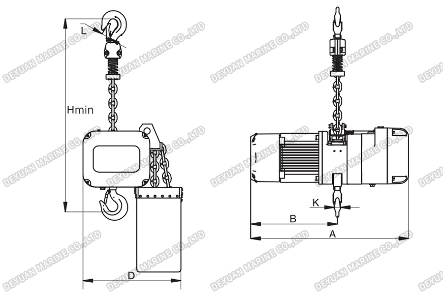 TH-DG Type Inverted Stage Electric Chain Hoist-DEYUAN MARINE2 Электрическая цепная таль с перевернутой ступенью типа TH-DG-DEYUAN MARINE2