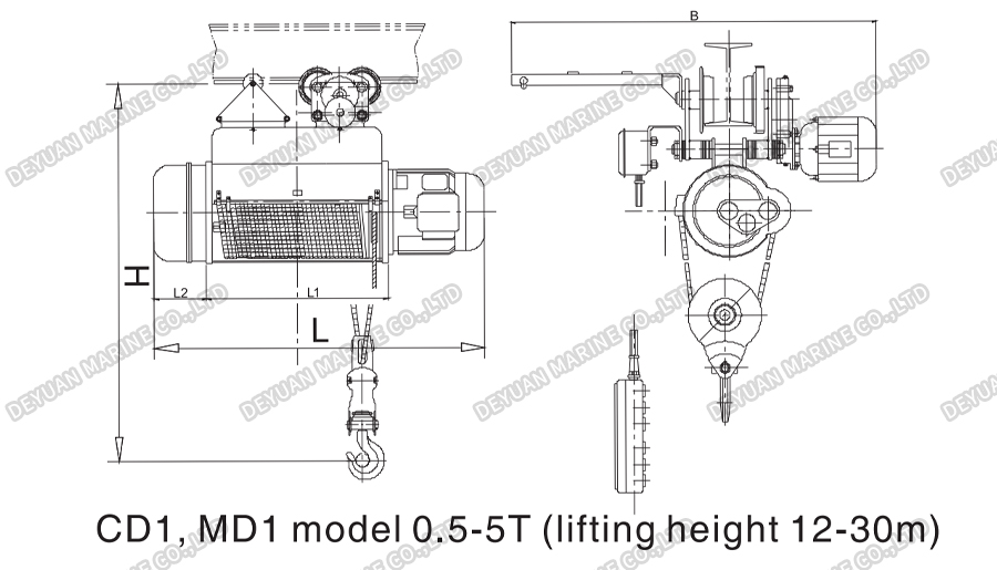 CD1&MD1 Electric Wire Rope Hoist-DEYUAN MARINE6 Электрическая канатная таль CD1&MD1-DEYUAN MARINE6