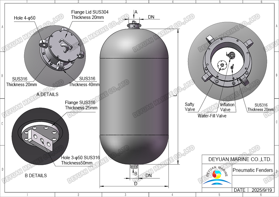2000x4000 Submarine Pneumatic Fenders-DEYUAN MARINE2 2000x4000 Пневматические крылья для подводных лодок-DEYUAN MARINE2