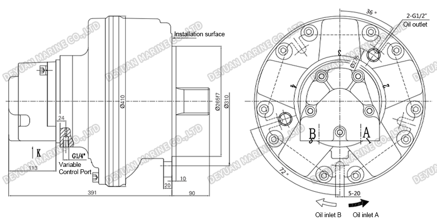 Two Speed Hydraulic Motor With Large Torque-DEYUAN MARINE 5 Двухскоростной гидравлический двигатель с большим крутящим моментом-DEYUAN MARINE 5
