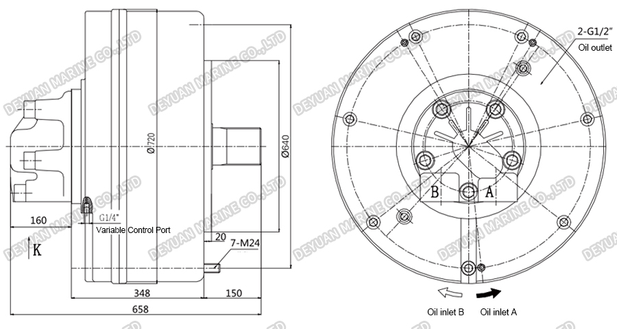 Five-Cylinder Radial Piston Hydraulic Motor -DEYUAN MARINE 2 Пятицилиндровый радиально-поршневой гидромотор-DEYUAN MARINE 2
