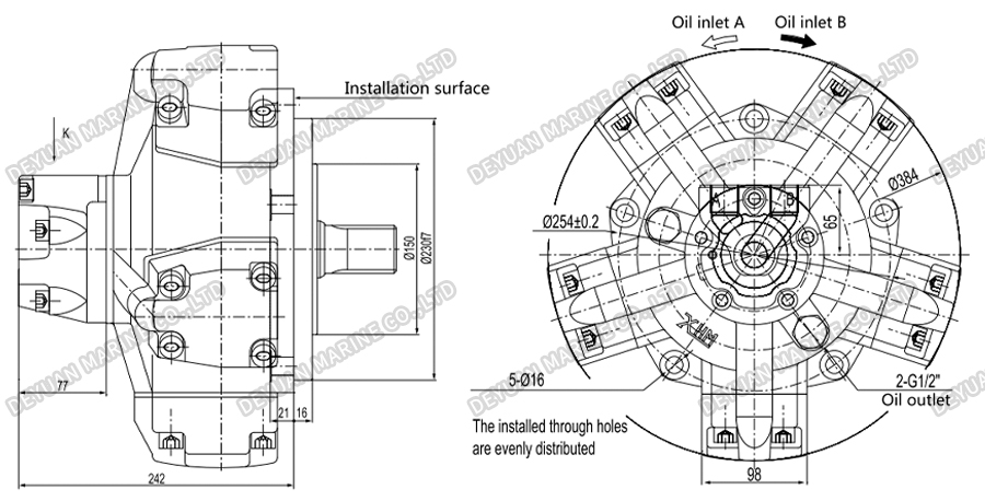 XHM High Torque Hydraulic Motor-DEYUAN MARINE 6 Гидравлический двигатель XHM с высоким крутящим моментом-DEYUAN MARINE 6