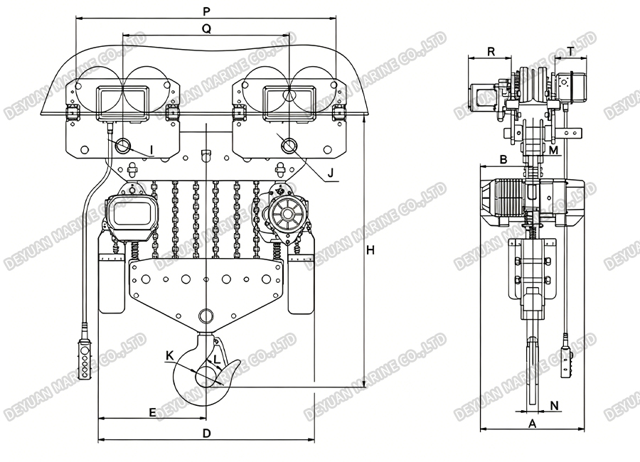 20t Electric Trolley Type Chain Hoist -DEYUAN MARINE2 Электрическая цепная таль тележки 20 т - DEYUAN MARINE2
