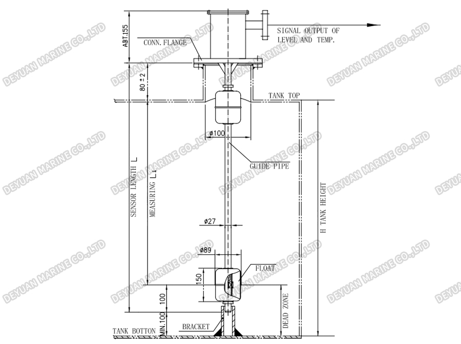 Float Type Level And Temperature Gauging Device-DEYUAN MARINE3. Устройство для измерения уровня и температуры поплавкового типа-DEYUAN MARINE3.