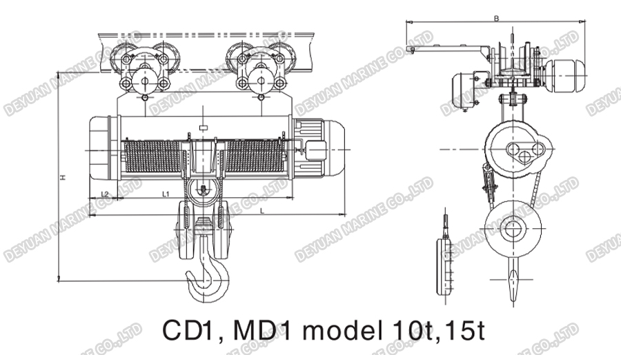 CD1&MD1 Electric Wire Rope Hoist-DEYUAN MARINE8 Электрическая канатная таль CD1&MD1-DEYUAN MARINE8