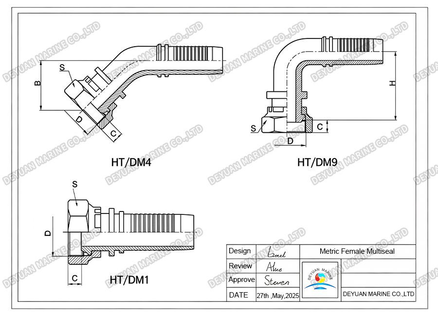 Metric Female Multiseal-DEYUAN MARINE 4. Метрическая внутренняя резьба Multiseal-DEYUAN MARINE 4.