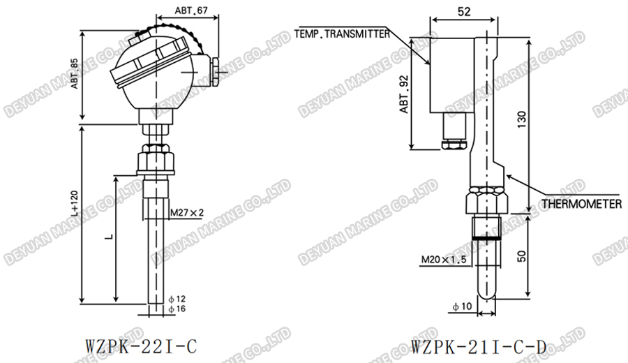 WZPK Type Temperature Transmitter-DEYUAN MARINE5 Датчик температуры типа WZPK-DEYUAN MARINE5