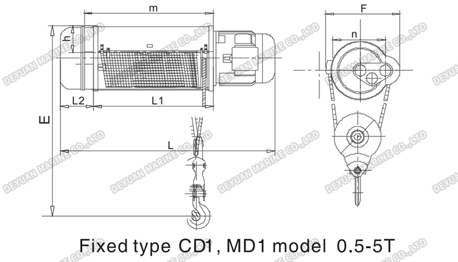CD1&MD1 Electric Wire Rope Hoist-DEYUAN MARINE7 Электрическая канатная таль CD1&MD1-DEYUAN MARINE7
