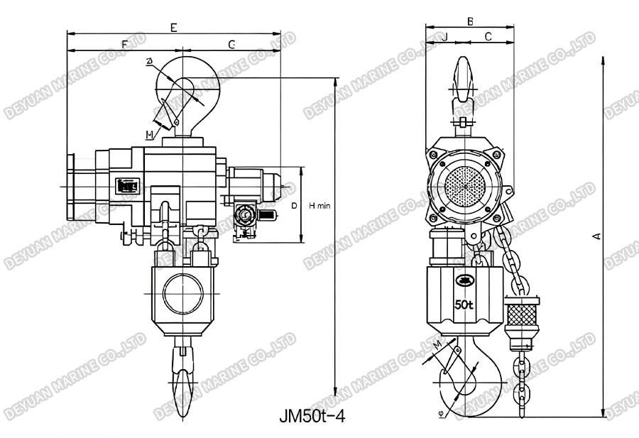 JM Air Hoists Fixed Series(2550t)-DEYUAN MARINE2 Пневматические подъемники JM фиксированной серии (2550 т)-DEYUAN MARINE2