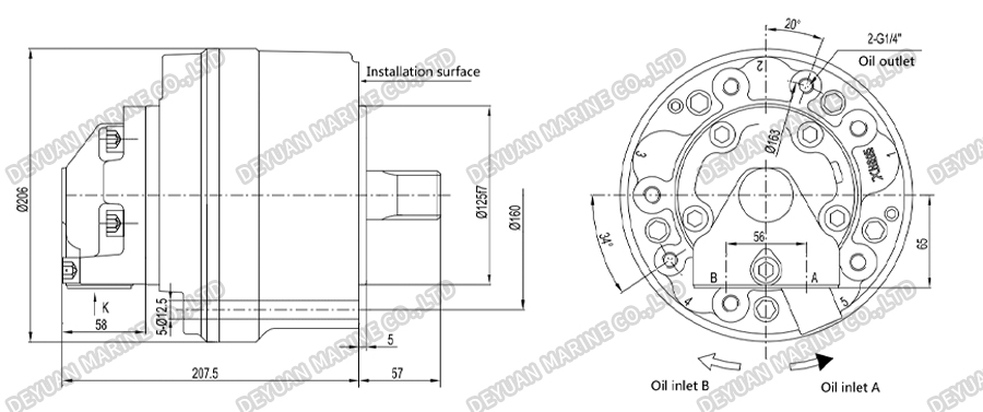 XHS Series Marine Hydraulic Motor-DEYUAN MARINE 6 Морской гидравлический двигатель серии XHS-DEYUAN MARINE 6