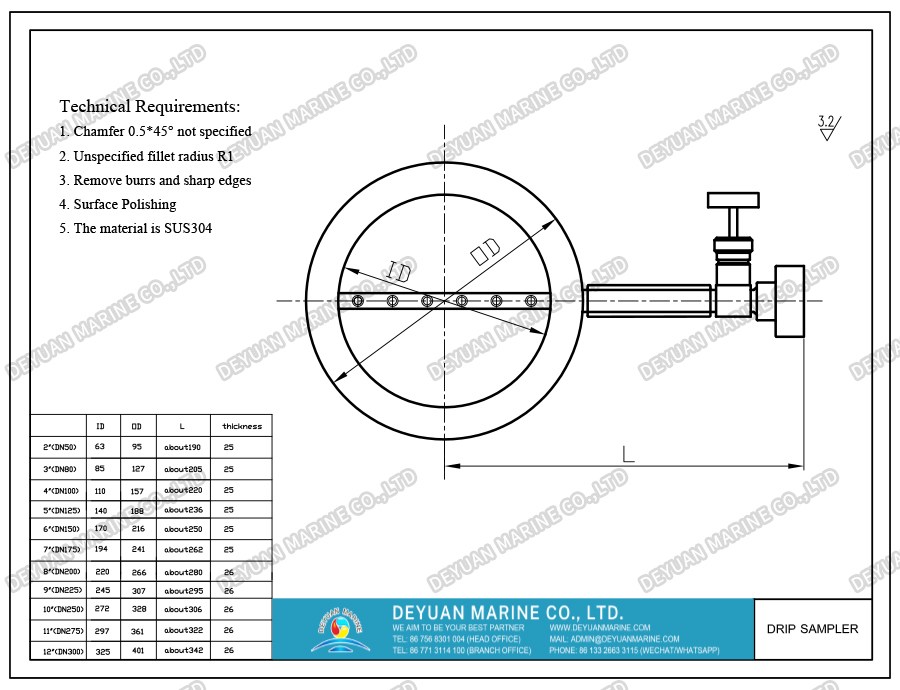Пробоотборник капель мазута-DEYUAN MARINE3