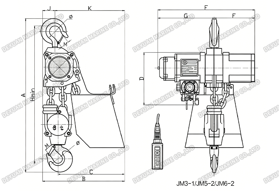 JM Air Hoists Fixed Series(312t)-DEYUAN MARINE3 Пневматические подъемники JM фиксированной серии (312 т)-DEYUAN MARINE3