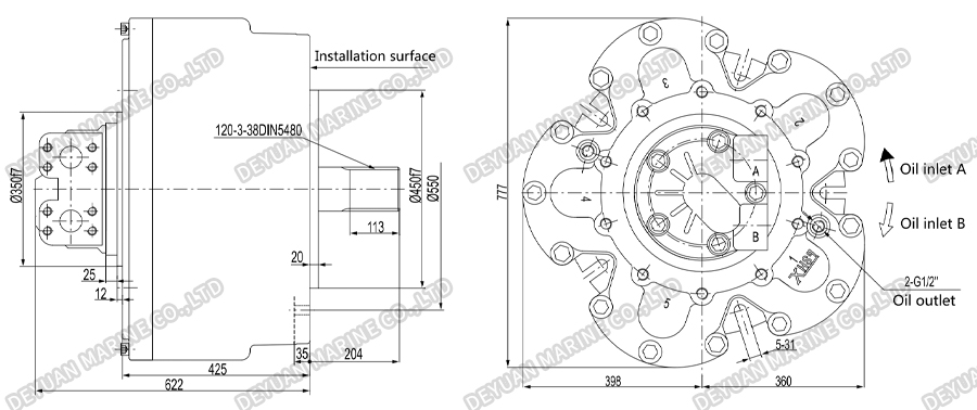 Marine Radial Piston Hydraulic Motor-DEYUAN MARINE 5 Морской радиально-поршневой гидравлический двигатель-DEYUAN MARINE 5