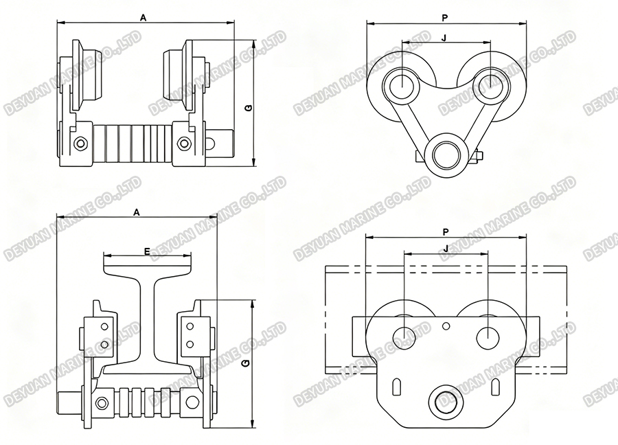 Manual Trolley For Electric Chain Hoist -DEYUAN MARINE5 Ручная тележка для электрической цепной тали - DEYUAN MARINE5