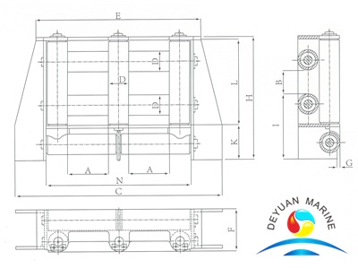 Стандарт DIN с девятью роликами Fairlead для морского корабля, установленный на палубе открытого типа Fairlead